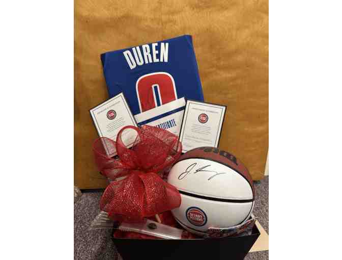 Detroit Pistons Basket with Tickets, Signed Memorabilia, and More - Photo 1