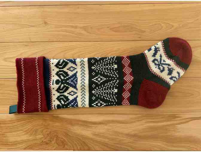 Terrapin Knits Wool Christmas stocking with an angels