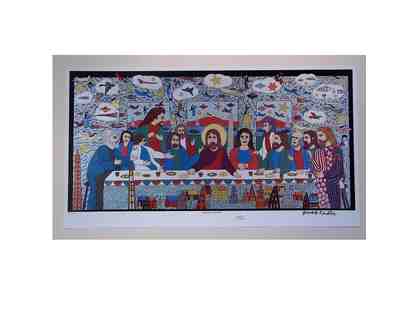 Howard Finster Autographed Jesus Last Supper Lithograph