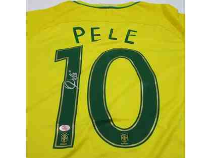 Pele Autographed Brazil Soccer Jersey