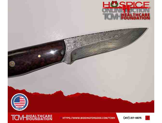 Handcrafted 256-Layer Damascus Knife with Snake Wood Scales - Donated by 3H Manufacturing